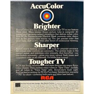 RCA AccuColor Television "Brighter Sharper Tougher" Vintage Print Ad 1971